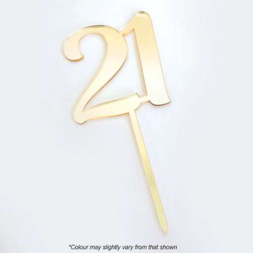 21 Gold Acrylic Cake Topper - Click Image to Close